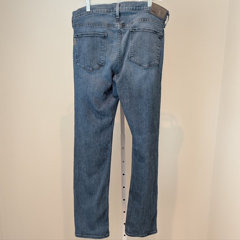 Paige Men's Normandie Jeans Straight Stretch Sz 34 X 33 Med/Dark Wash Designer - Picture 5 of 15